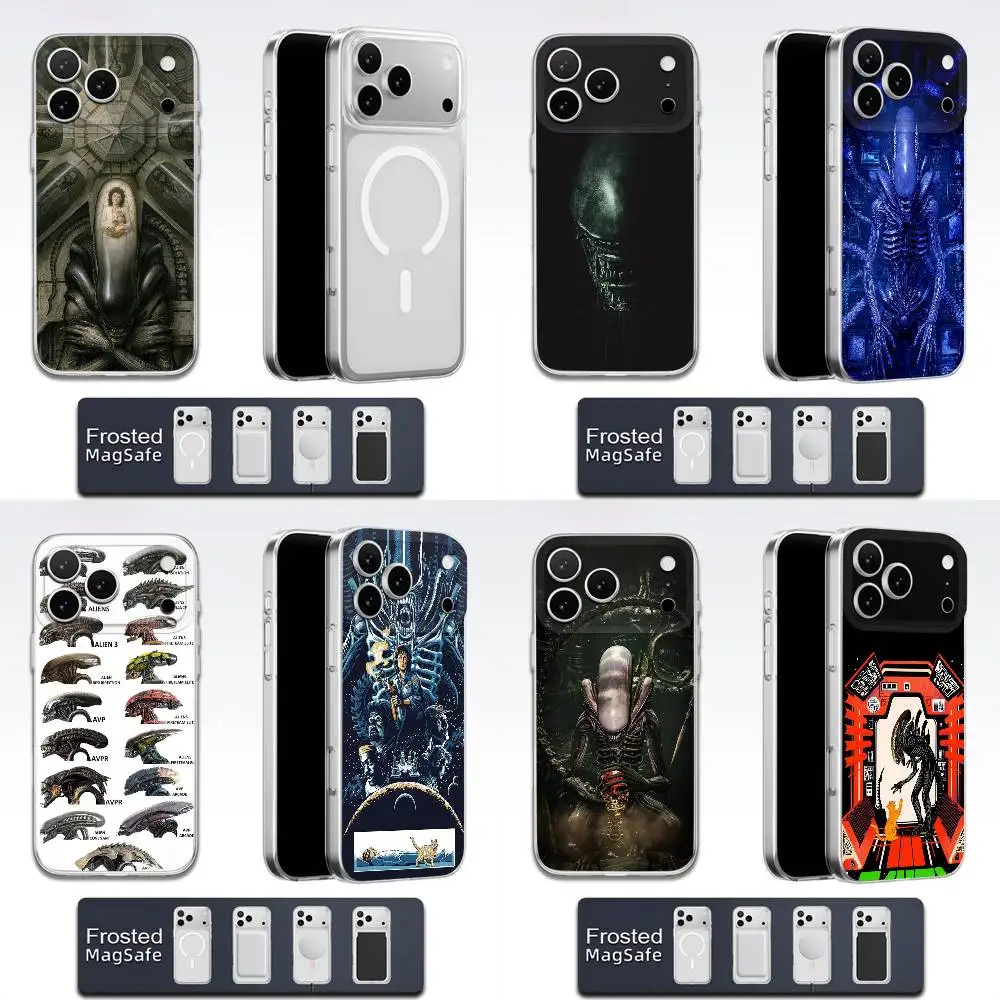 

A-Alien X-Xenomorph Phone Case For iPhone 17,16,15,14,13,12,11,Pro,Max,Plus,E,Air,Mini Magsafe Frosted Transparent