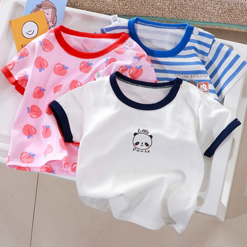 

Cute Sweet Girls Friut Print Baby Short Sleeve T Shirts Infant Casual Tops Children Loose Tee Toddler Boy Girl Summer T Shirt