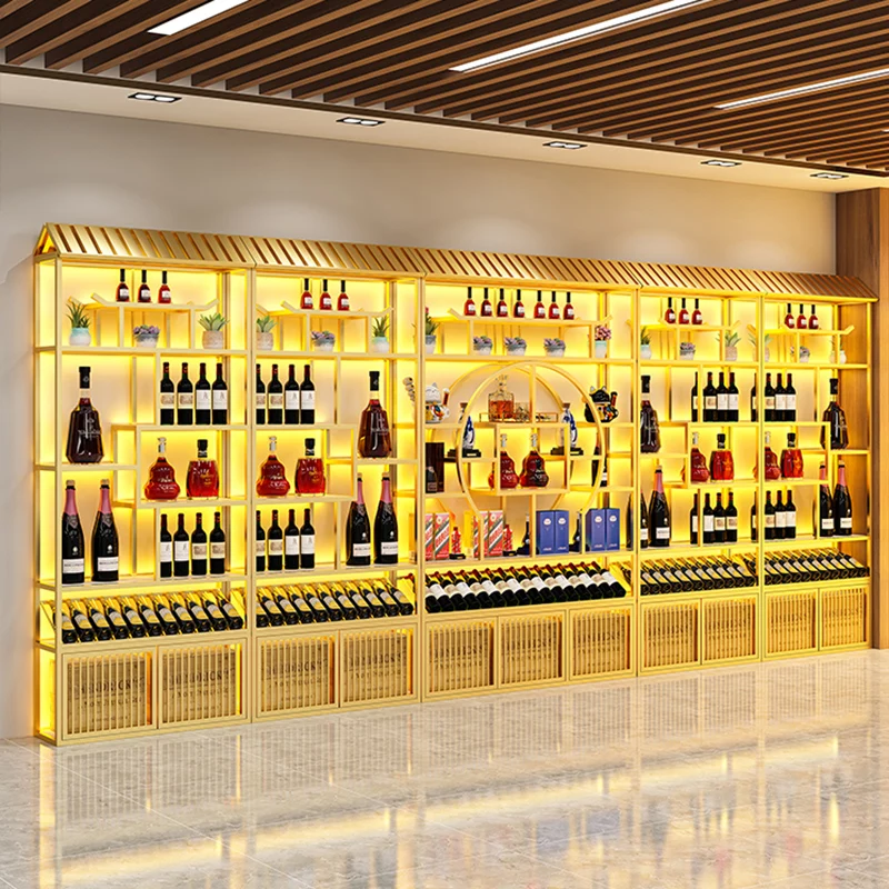 Whisky Retail Wine Cabinets Liquor Shelf Restaurant Living Room Wine Cabinets Free Shipping Stojak Na Wino Bussiness Furniture