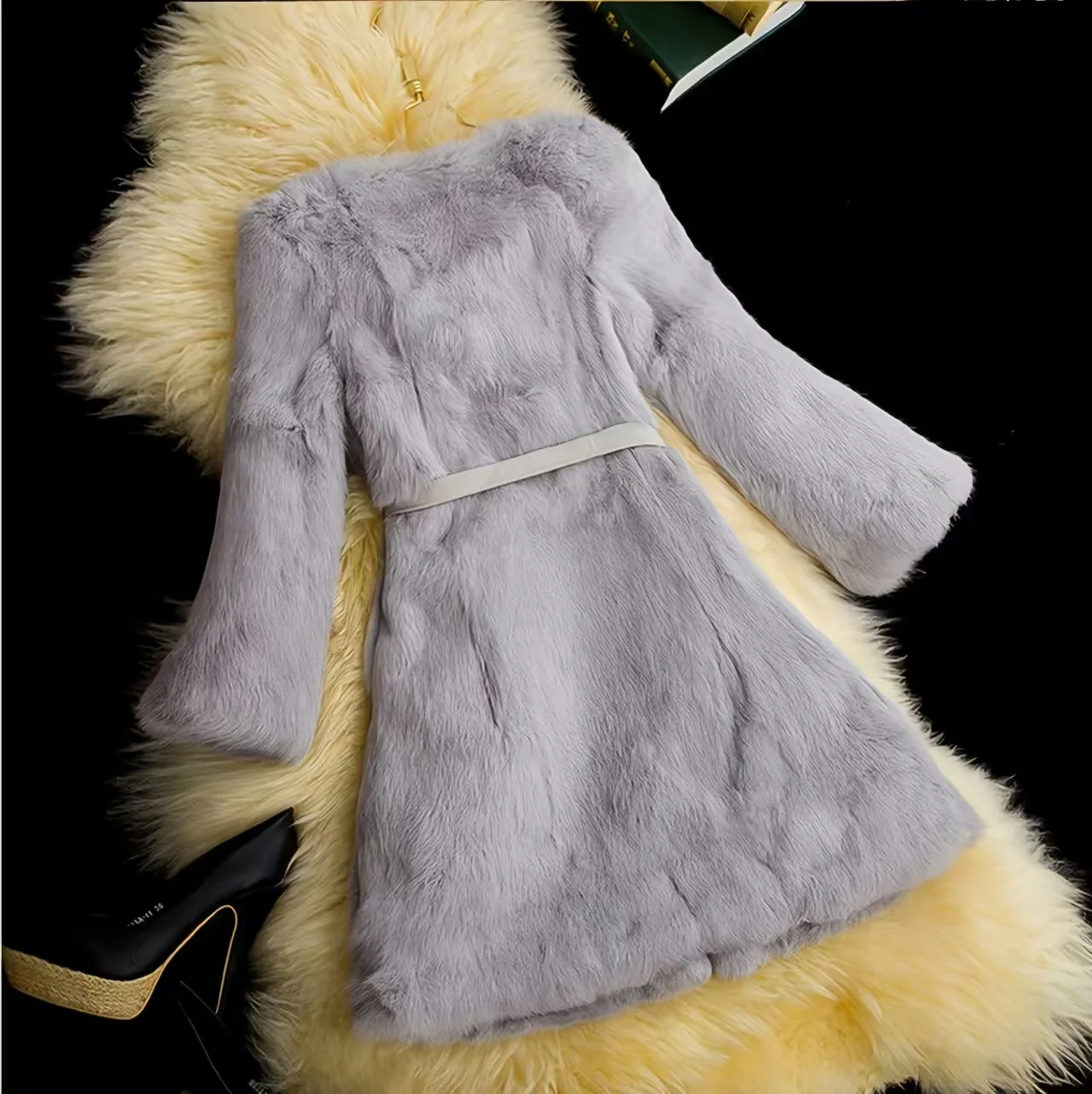 Real Genuine Natural Full Pelt Rabbit Fur Coat Women Luxury Brand Fashion Jacket For Women Outwear  Lady Casual