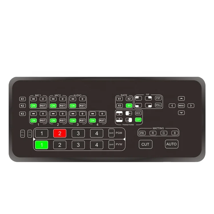 Broadcast Video Streaming Switcher 4-Kanal-Video OBS Switcher Live Stream Video Switcher für Live- und Broadcast-Tastatur