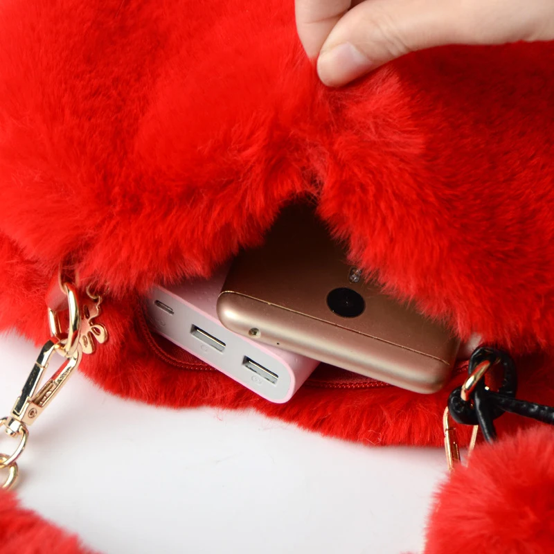 Women Hand Bags New Plush Love Heart Shaped New Fashionable Solid Color Soft Comfortable Purses and Handbags Bags for Ladies view 5