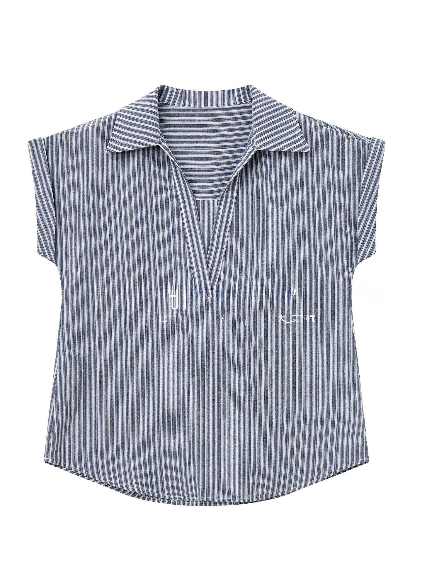 

Minimalist Pure Cotton Striped Short Sleeve Shirt Turn-down Collar Top Commute Style Regular Fit UV Protection Summer Fashion