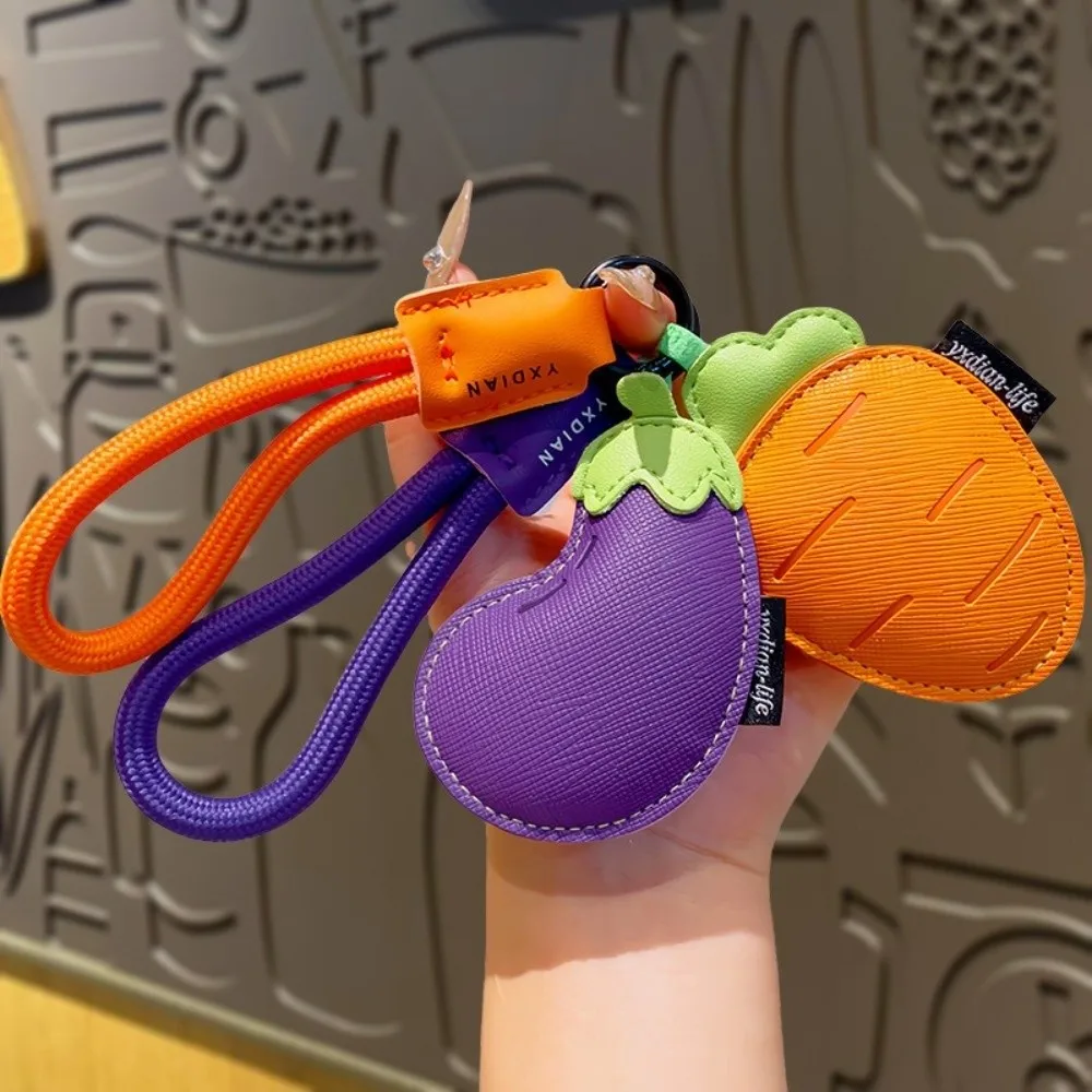 موضة الكرتون الخضار المفاتيح الجزرة حبل مضفر بولي Leather حقيبة جلدية قلادة حقيبة Charms هدايا عيد ميلاد سيارة كيرينغ فتاة/صبي