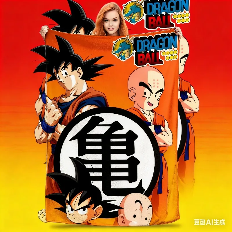 Manta Tejida de Dragon Ball Z, Manta de Franela con Diseño de Anime Son Goku, Mantas Suaves para Cama, Edredón para Dormitorio
