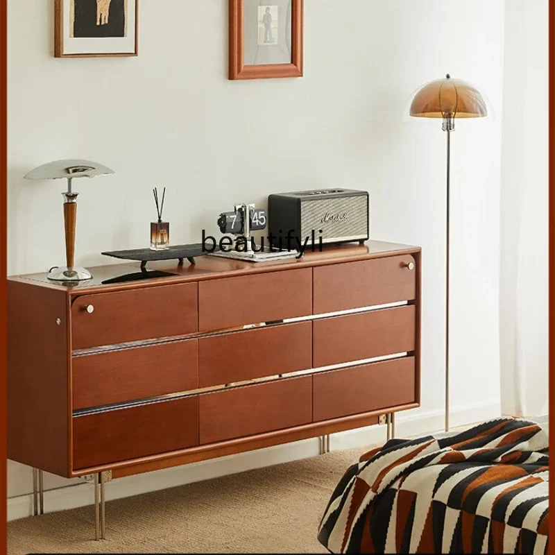 

Meteor Retro Nine-Drawer Cabinet Boxwood Solid Wood Vintage Bedroom Bedside Cabinet Storage Organizer Side Cabinet