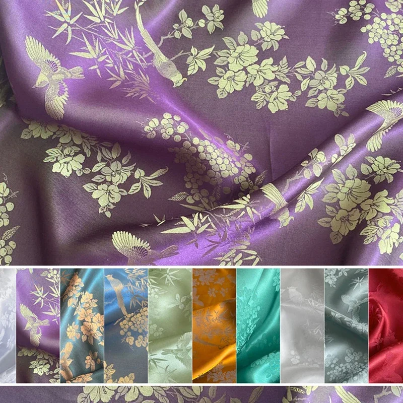 114CM Wide 23MM Jacquard Silk Viscose Satin Fabric for Summer one-piece dress Shirt Clothes X030