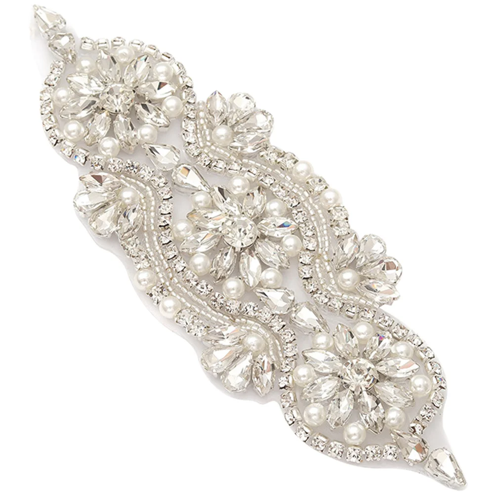 

Exquisite Rhinestone Applique Patches For Wedding Dress Belt Bridal Sash Sewing Iron On Clothing Decor Diy