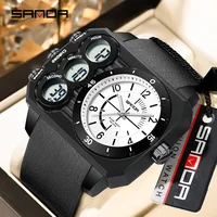 Reloj electrónico SANDA de moda para deportes al aire libre, reloj electrónico multifuncional resistente al agua con luz nocturna con pantalla Dual para hombre 6237