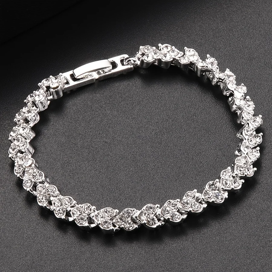 Luxurious Fashion Rhinestone Zircon Inlaid Flashing Bracelet for Women Bracelet Wedding Party Anniversary Jewelry Gift pulseras