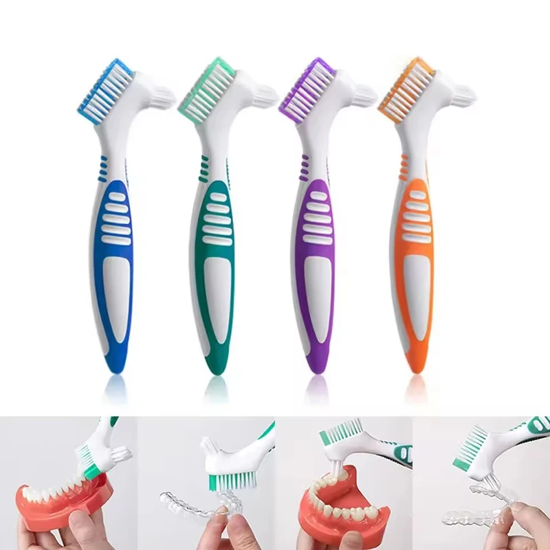 30Pcs Denture Brush Toothbrush Dual Delicate Head Teeth Braces Oral Cleaning for Men or Women Deticated Brush Brighting Friendly