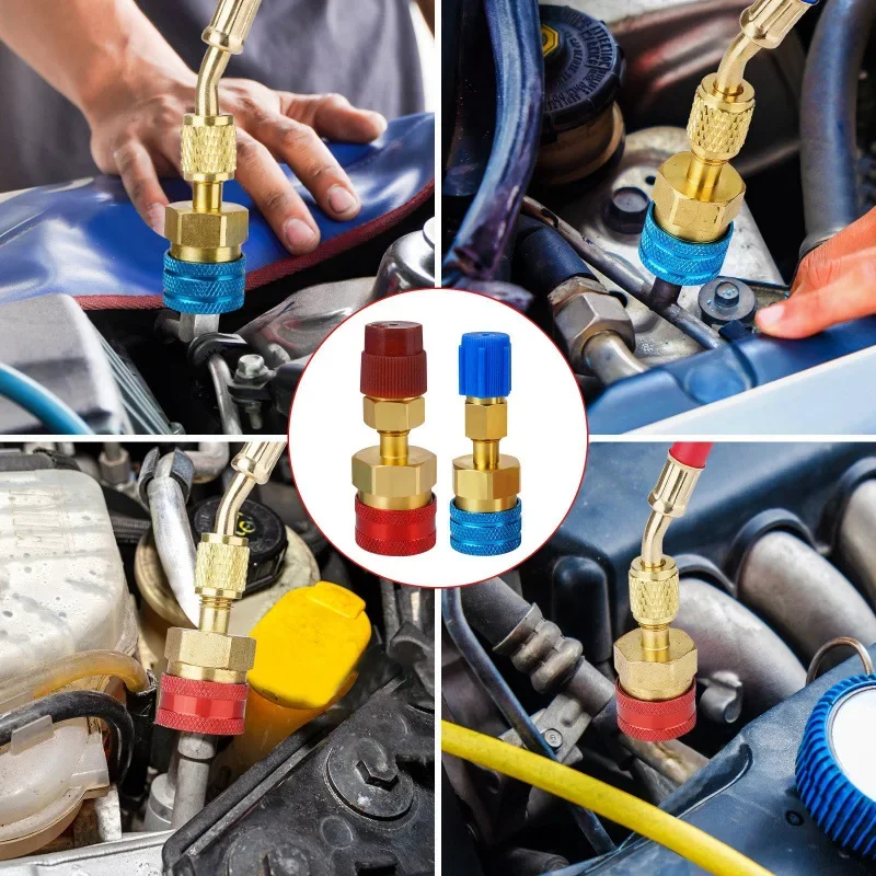 Stable R1234yf Quick Connector All-copper Automotive Fluoride High Low Pressure Connector Air Conditioner Inflatable Nozzle Acce