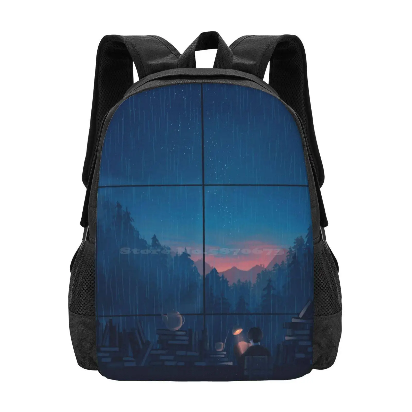 

"When Did You Last Sleep" Hot Sale Schoolbag Backpack Fashion Bags Environments Landscape Scenery Mountains Dawn Fog Rain Sun