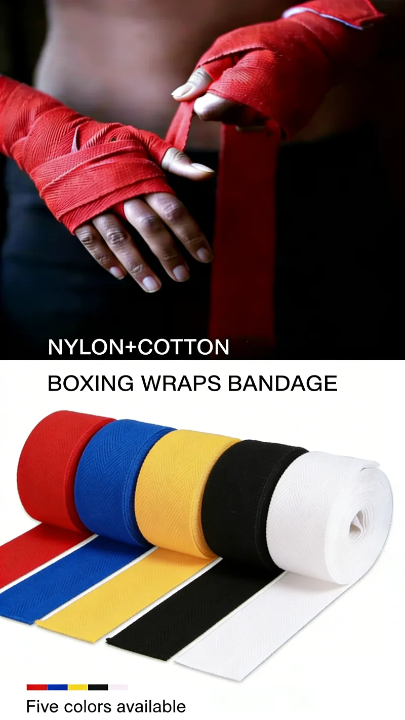 2 Stück 2,5 oder 5M Boxbandagen aus Baumwolle, Sportbandagen für Sanda, Kickboxen, MMA, Handschuhwickel, Gürtel, Boxsport-Bandage – Detail 1