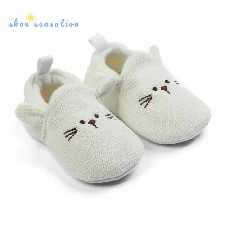 Meckior Pasgeboren Babyschoenen Effen Kleur Casual Schattig Dier Zachte Anti-Slip Warme Wieg Schoenen Eerste Wandelen Baby Jongens Meisjes Schoenen