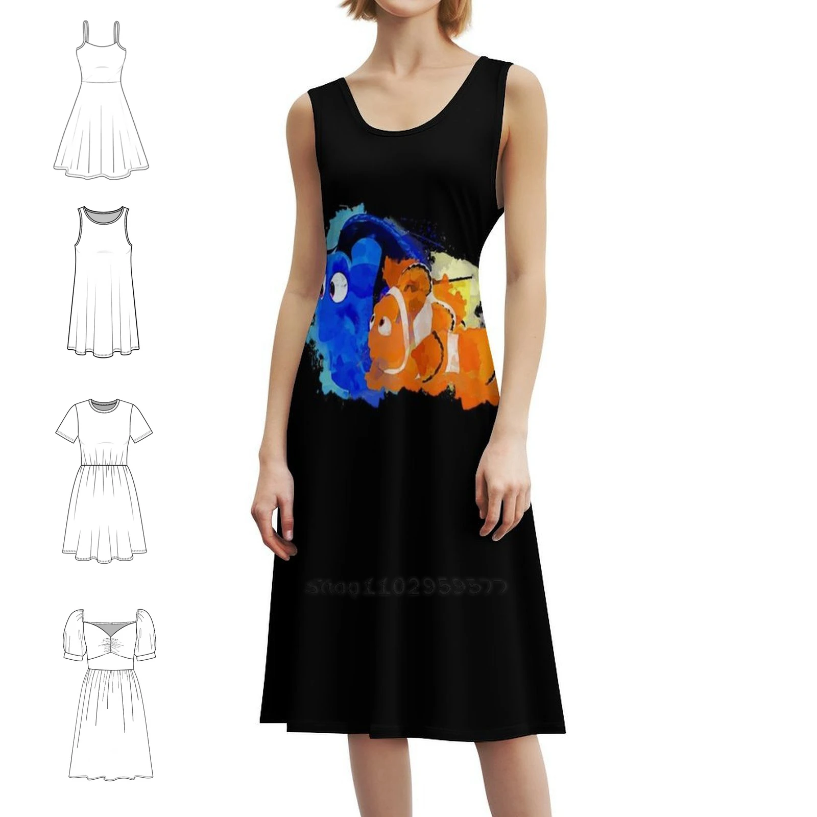 

People Call Me Crush A Quick Way To Solve Floral Smock Dress For Women Весна Лето Повседневное платье для вечеринки Crush Nemo Dory