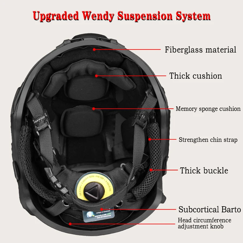 Kevlar High Quality Ballistic Helmet Ballistic ACH High Cut Tactical Helmet NIJ IIIA FAST Wendy Suspension Pad Ballistic Helmet