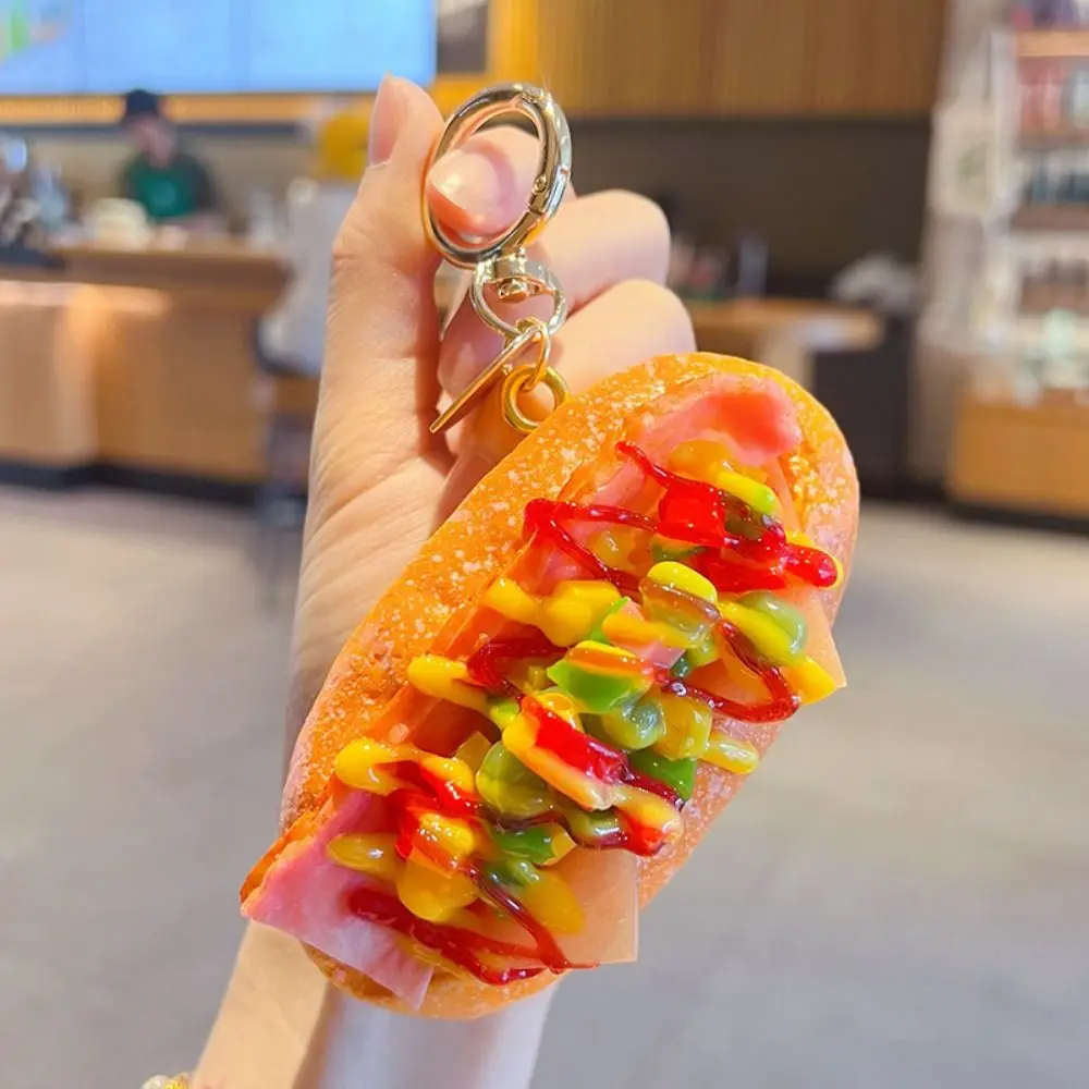Slow Rebound Simulated Squeeze Bread Keychain Simulated Fruit Filling Dessert Simulation Bread Key Ring Squishy Texture PU