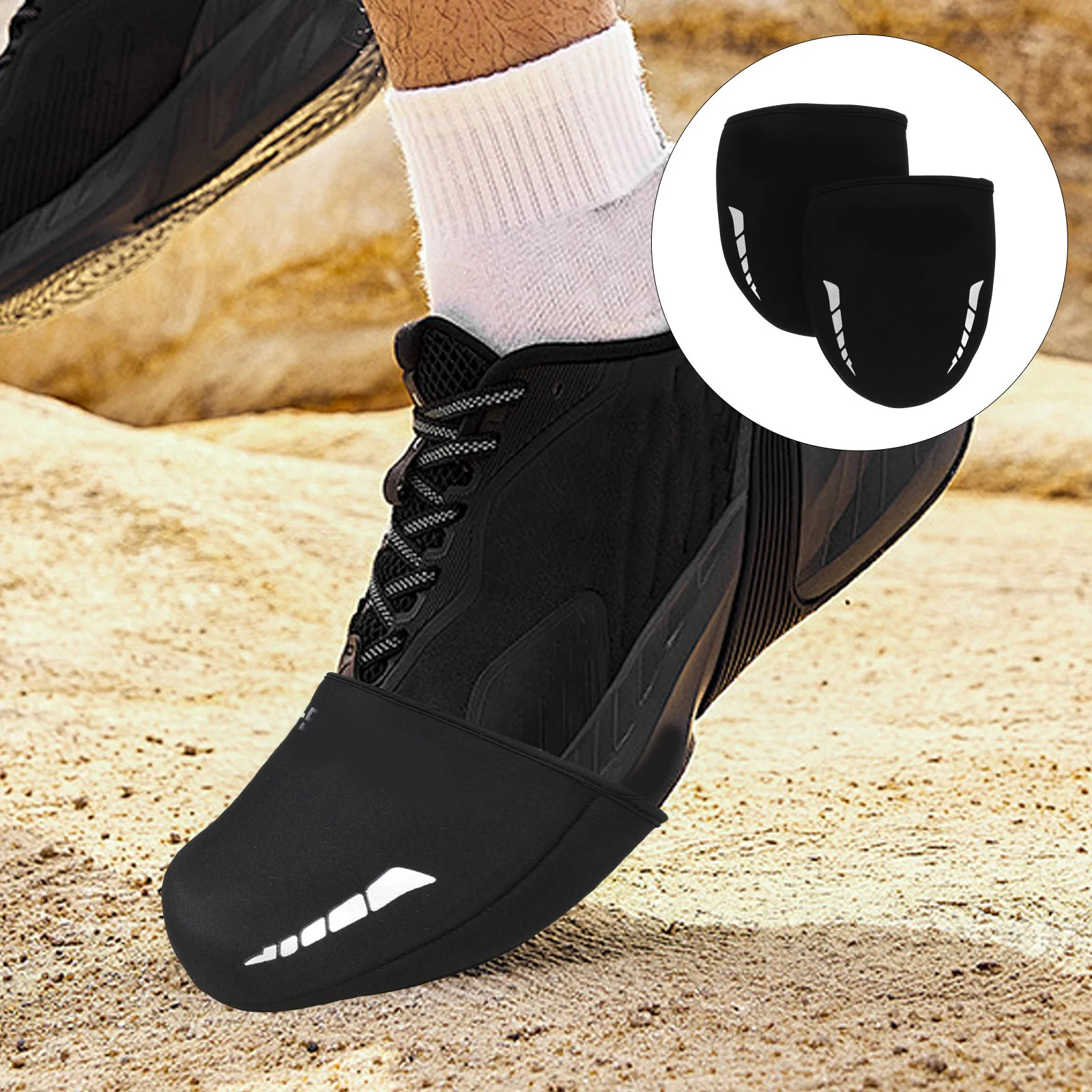 

1Pair Cycling Shoe Covers Thermal Windproof Abrasion Resistant Winter Bike Toe Covers Protector Reflective for Road Mountain