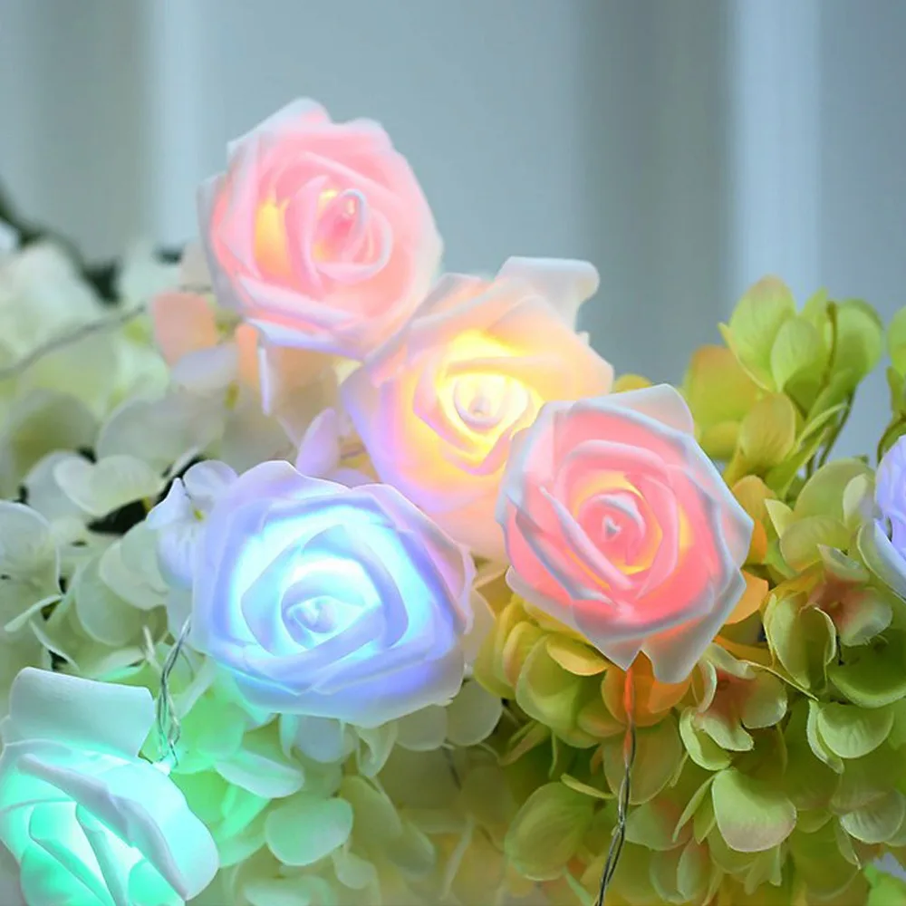 

Романтические светодиодные гирлянды в виде роз 1,5/3 м, гирлянда из искусственных цветов, 10/20 светодиодов, теплый белый свет, атмосферная лампа