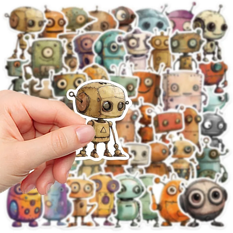 50 stücke niedlichen wunderlichen Roboter Cartoon Aufkleber Gepäck Wasser Tasse Briefpapier Handy Roller Laptop Kühlschrank Dekoration