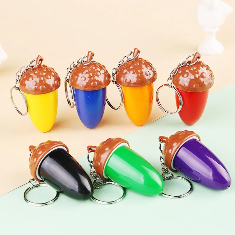 Pinecone-shaped ballpoint pen keychain Mini retractable ballpoint pen Gift pen Student examination prize Wholesale