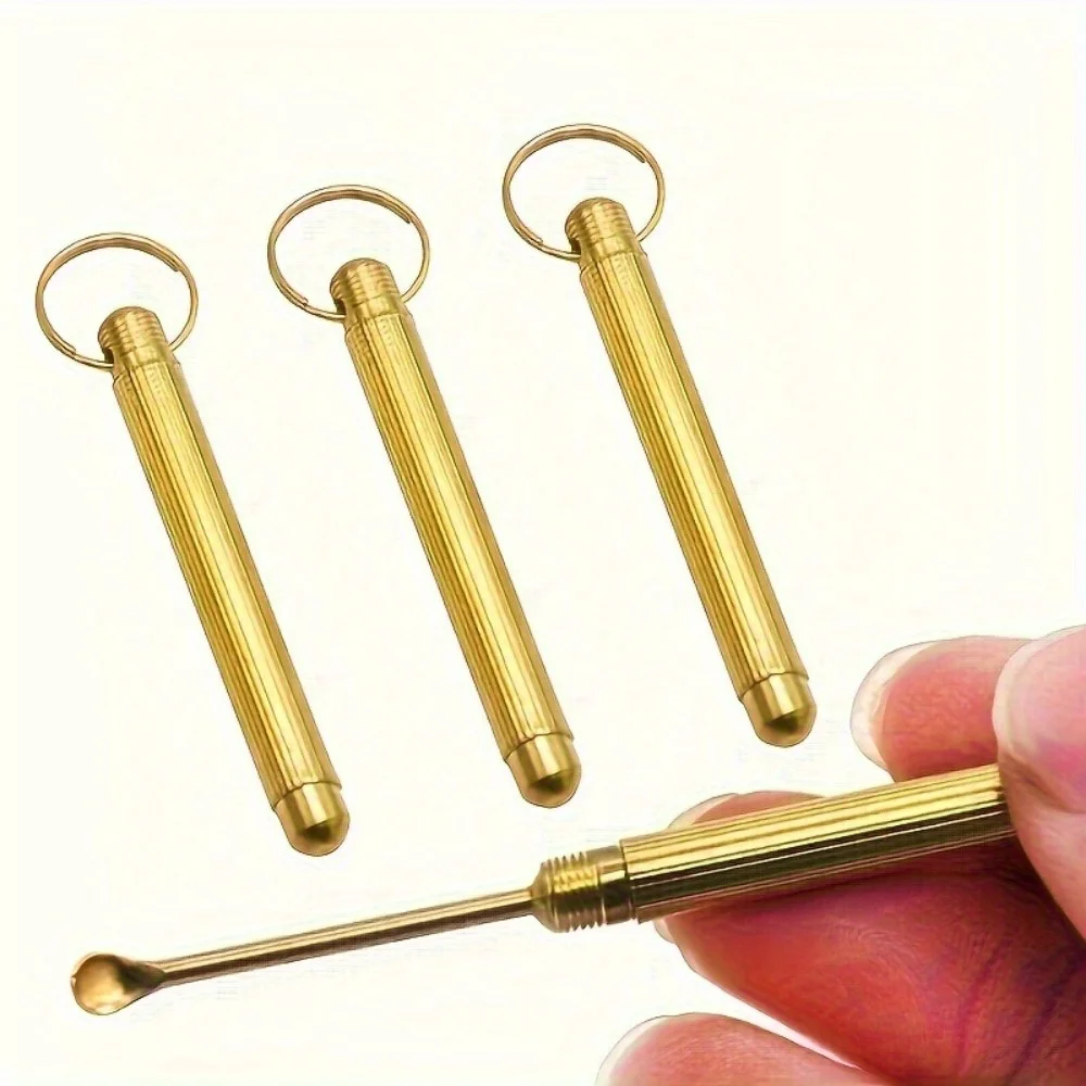 3pcs, Mini Metal Spoons Tone for Ear Cleaning Micro Scoop with Keychain, Travel And Home Essential