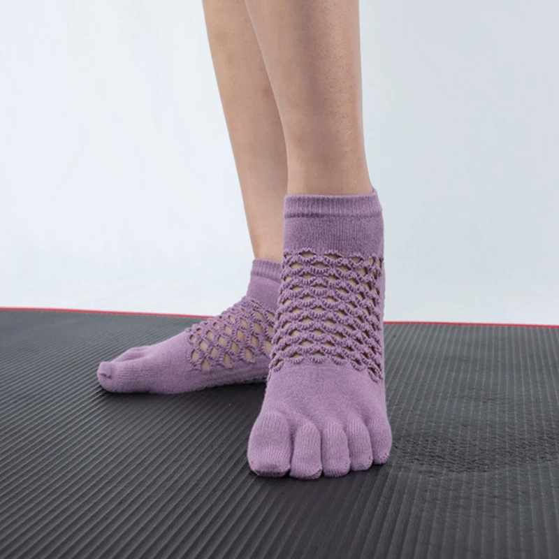 New Cotton Mesh Breathable Short Yoga Socks Non-slip Five-toe Socks Pilates Socks Indoor Dance Fitness Sports Socks Floor Socks