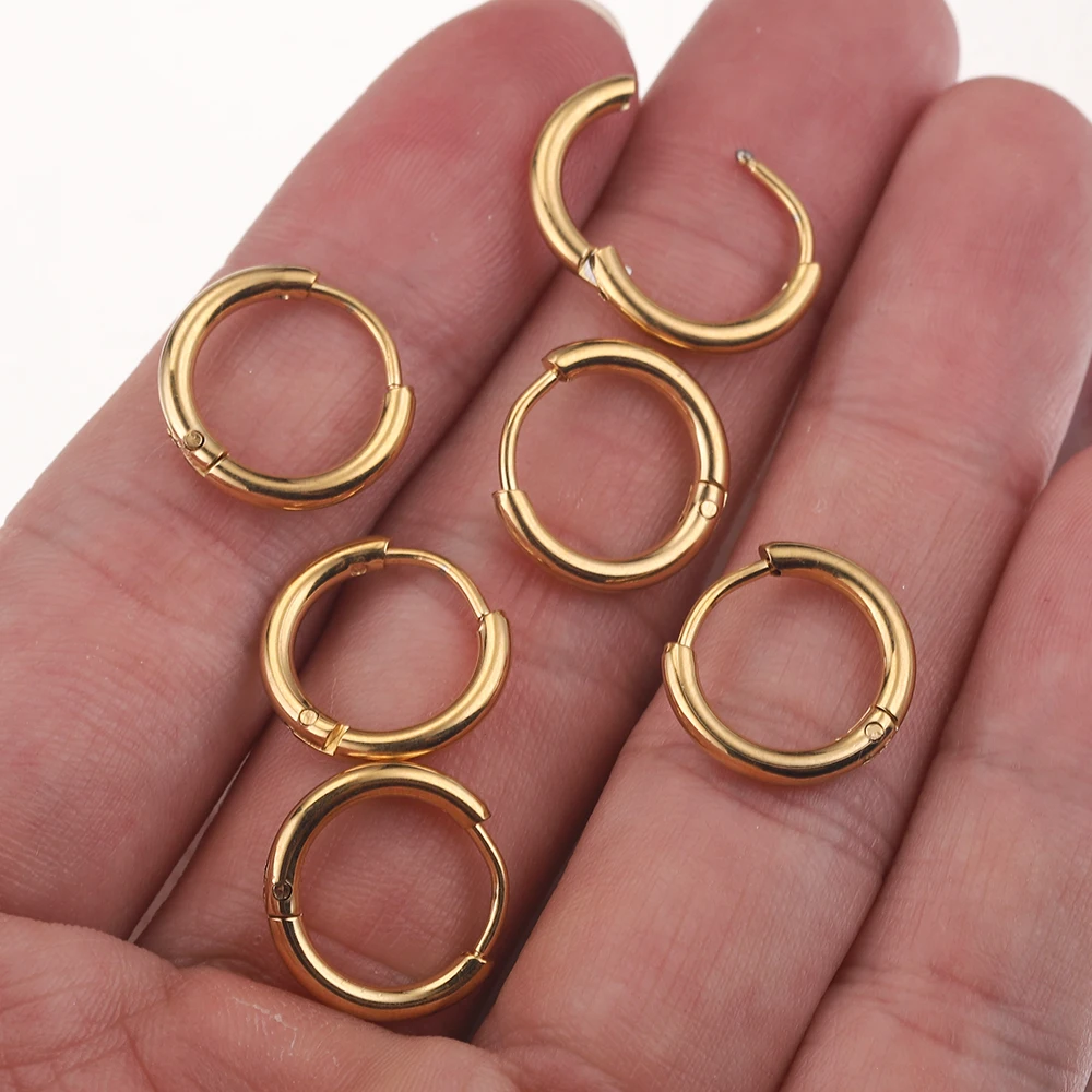 6pcs 2/2.5mm width Stainless Steel Gold-Plate Round Earrings Hoop Earring for Women Fashion Earrings Korean Jewelry gifts