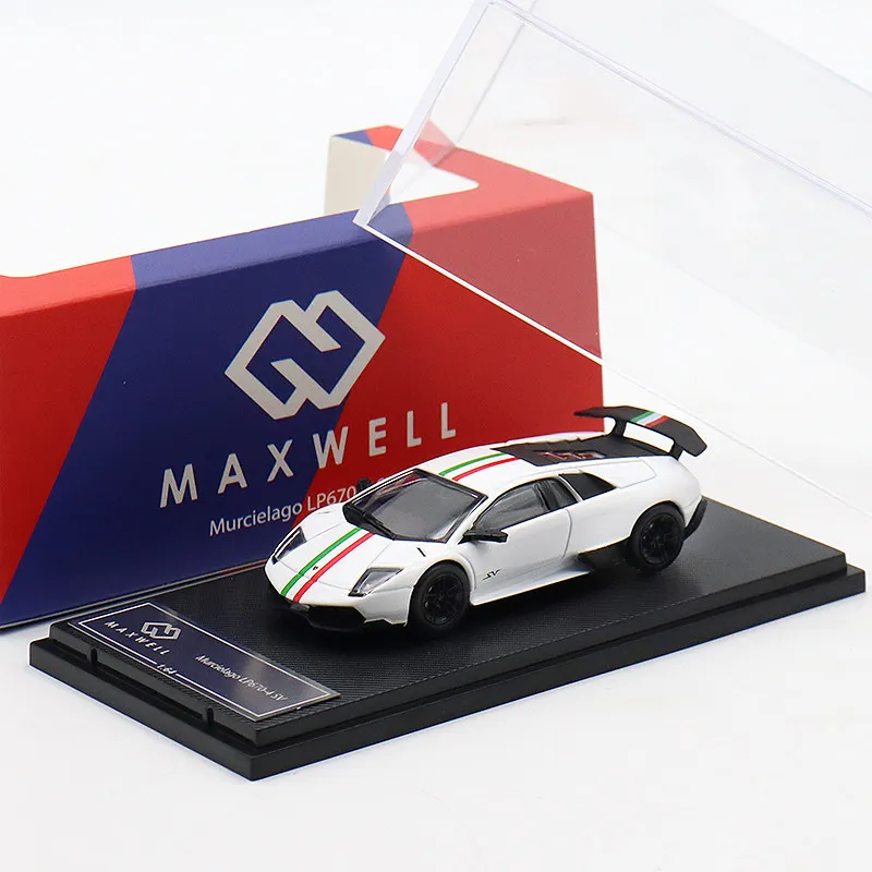 Modèle de voiture miniature en alliage métallique de collection à l'échelle 1:64, simulation haute fidélité, Maxwell GT Lamborghini Aventador SVJ, cadeau idéal