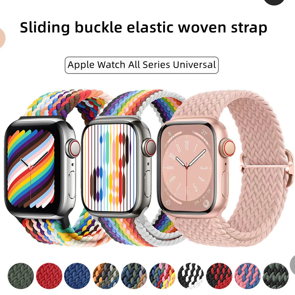 Braided Solo Loop Strap For Apple Watch Band 44mm 40mm 49mm 45mm 41mm 38mm Nylon Bracelet for iWatch series 9 8 7 se 6 5 Ultra 2