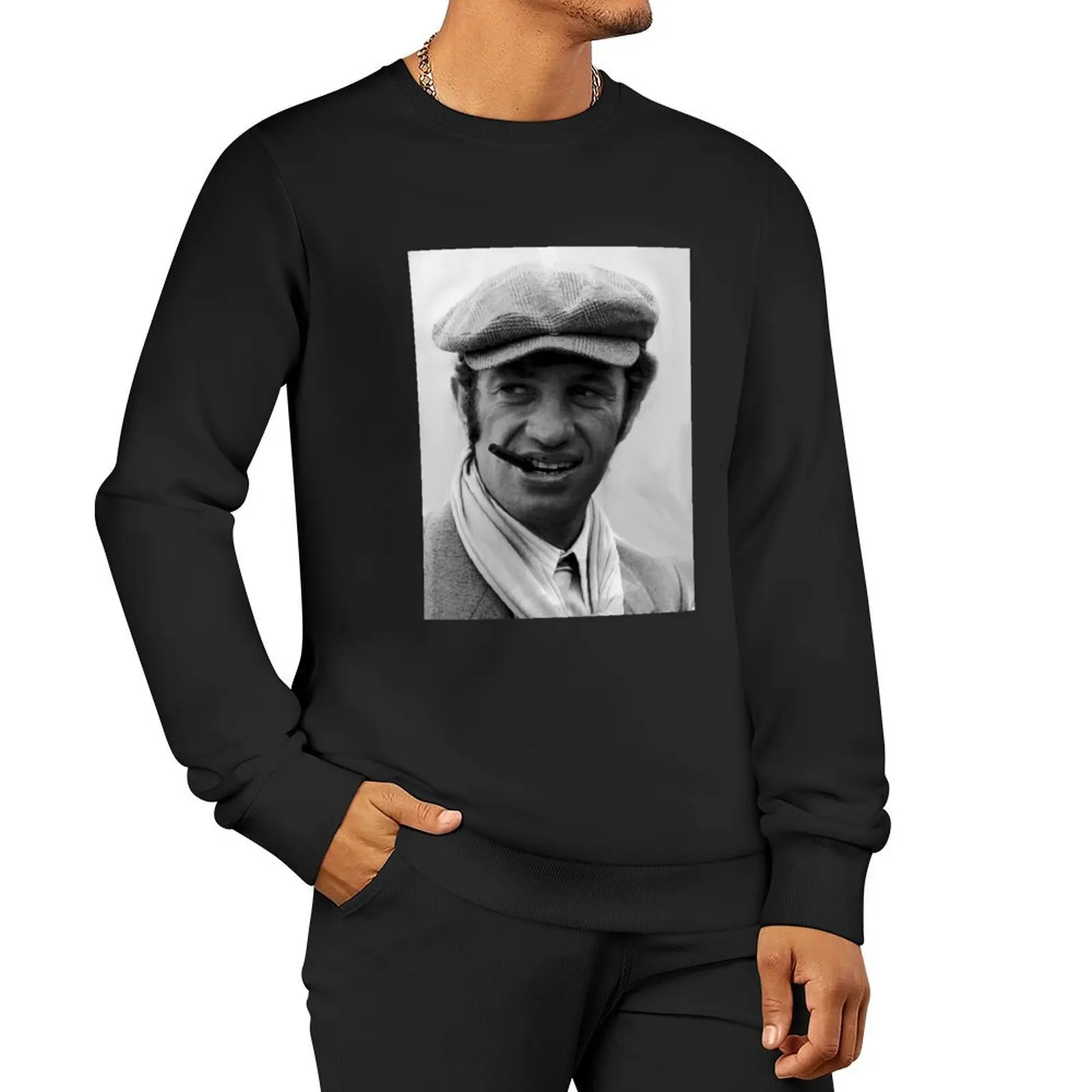 Jean paul Belmondo portrait Pullover Hoodie streetwear men autumn jacket men sweatshirts men