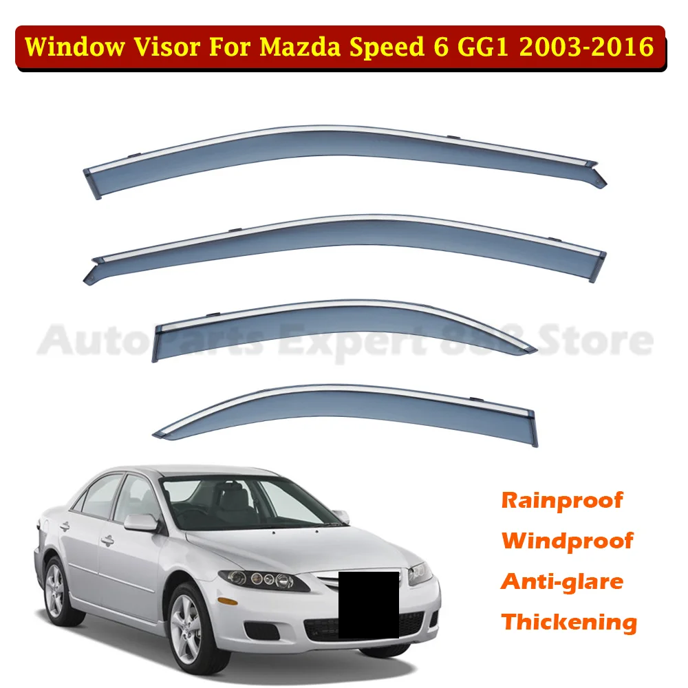 4 pcs of Weather Shield Car Deflectors For Mazda Speed 6 GG1 2003-2016 Window Visor Rain Guard Deflector Windshield Awning Trim