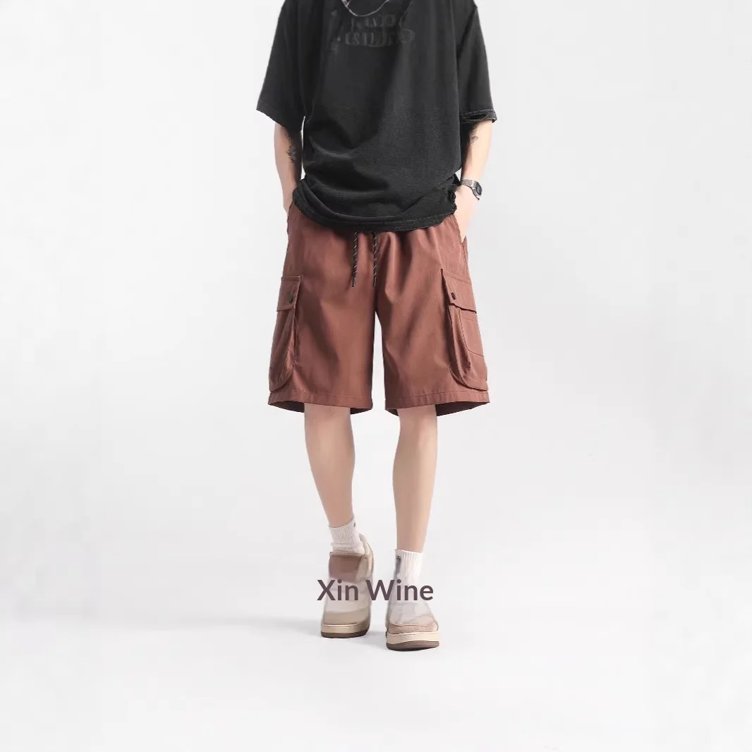 Men's Cargo Shorts Summer American Style Loose Fit Quick Dry Lightweight Breathable Multi Pocket Bermuda Shorts for Men
