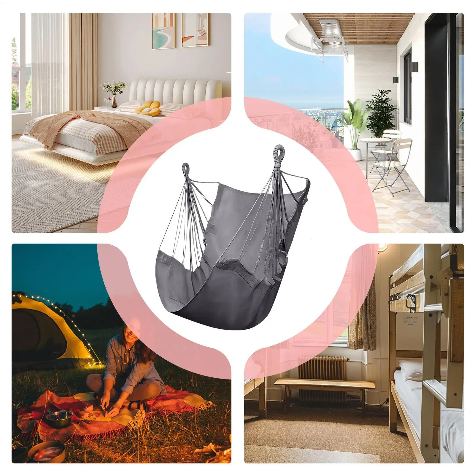 

Hammock Chair cotton Rope Swing Seat Max 150kg Weight Capacity Indoor Outside Patio Furniture Seat for Camping