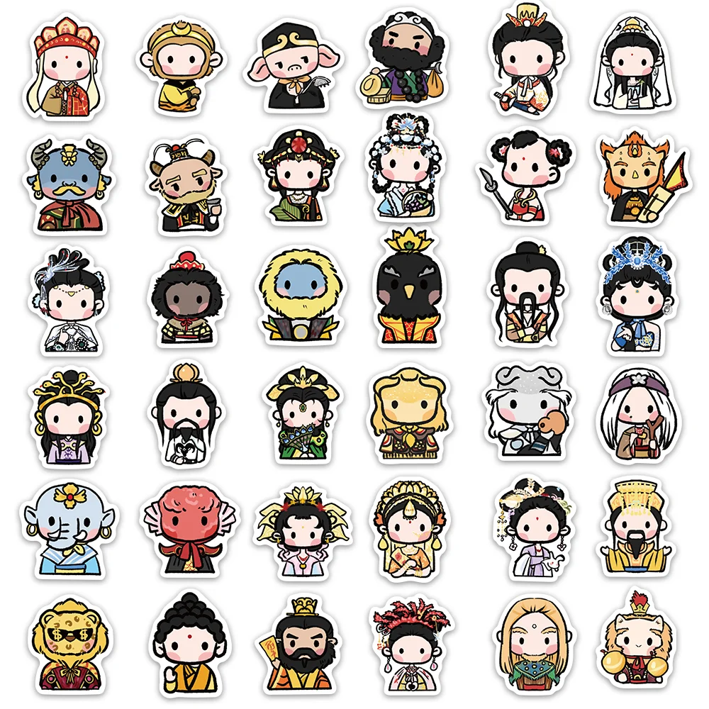 70pcs Journey to the West Q character stickers cartoon decorative suitcase guitar iPad skateboard PVC waterproof stickers