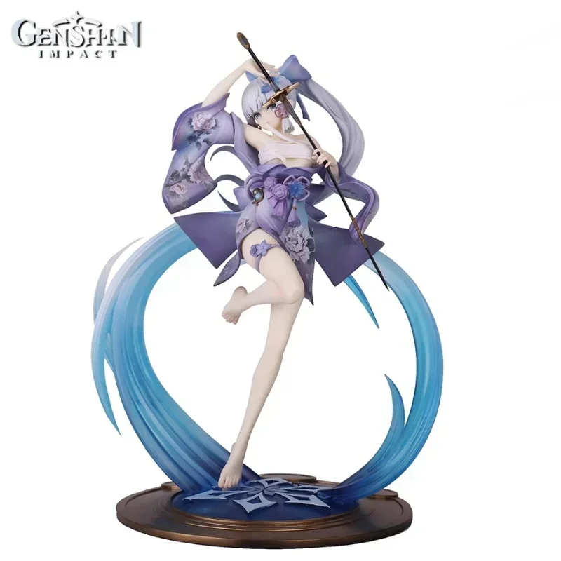 23cm Genshin Impact Pull A Knife Kamisato Ayaka Shirasagi Himegimi Pvc Model Peripheral Collect Ornament Children Birthday Gift