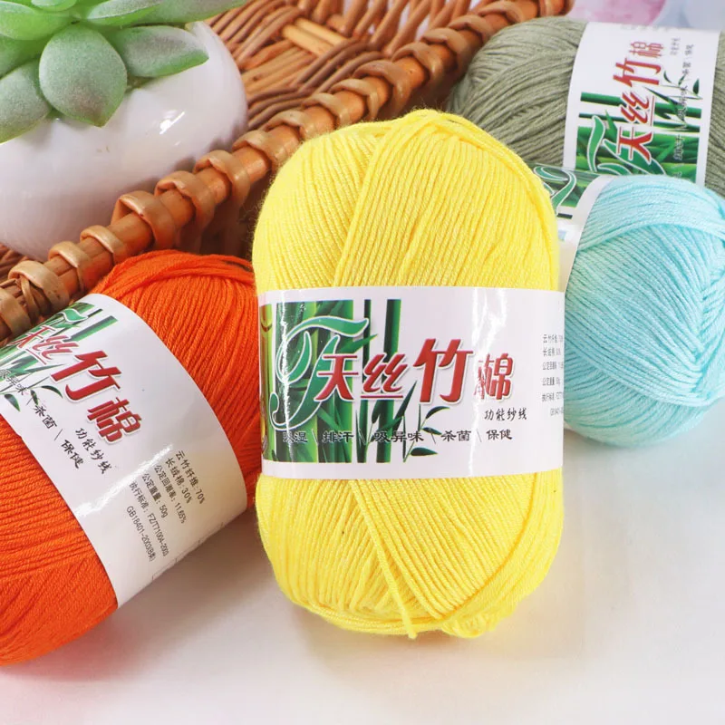 50g Hilo de Bambú y Algodón para Tejer, Hilo para Bebé, Fibra de Bambú y Algodón, Cálido, Suave, Natural, para Tejer a Crochet, Lana para Tejer