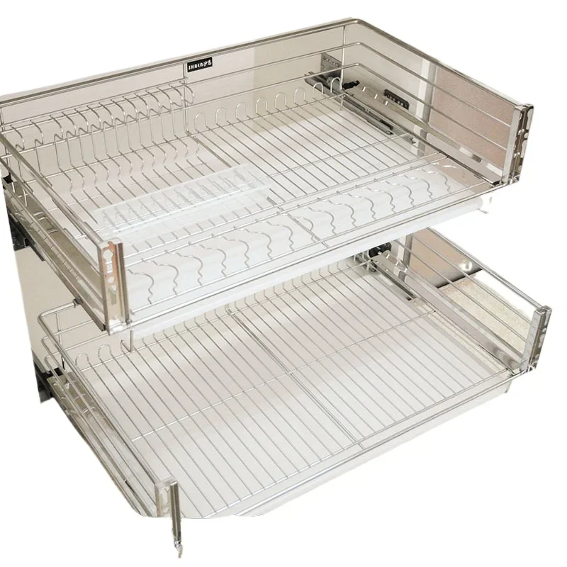 

Basket Kitchen Cabinet Basket Drawer Kitchen Shelf Damping Drawer Dish Rack Dish Plate Double Layer Dish