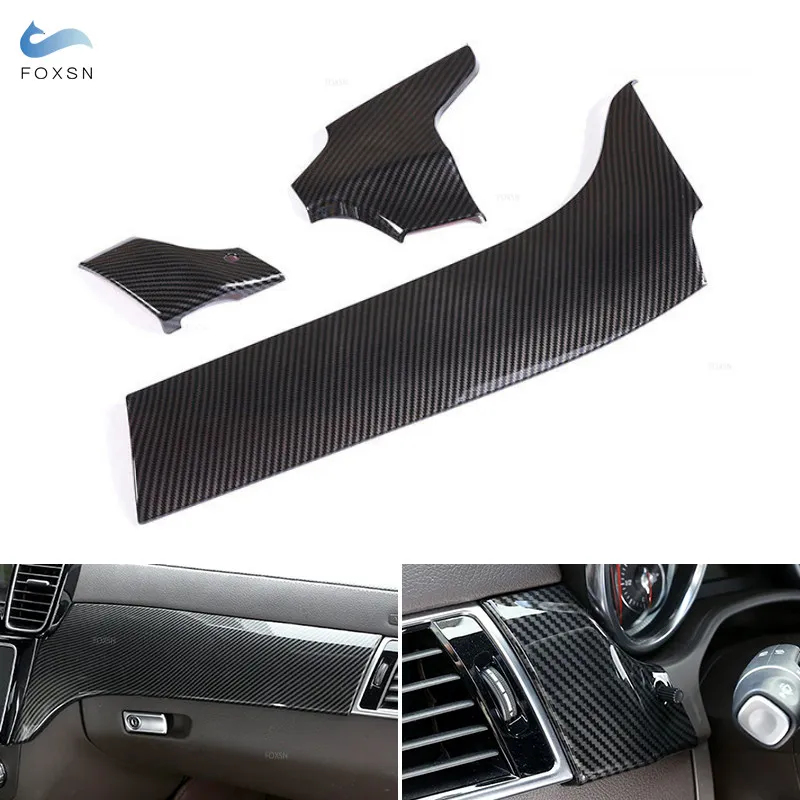 

LHD для Mercedes Benz GLE 350 GLS 400 2016-2019 3 шт. салонная консоль автомобиля, крышка панели приборной панели, отделка из АБС-пластика, стиль из углеродного волокна