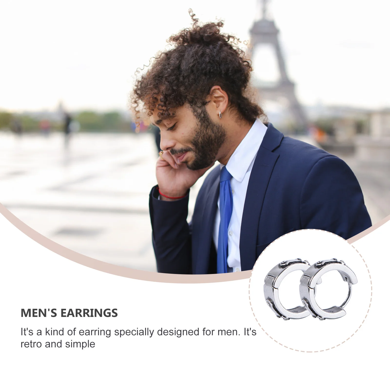 

2pcs 1 Pair Vintage Titanium Steel Earrings Silver Dangle Lightweight For Men Punk Retro Ear Accessory Simple Design