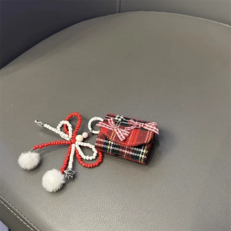 Plaid Bow Airpods Pro/3/2/1 Headphones Case Cover YK2 Custom Airpods Cases Headphones Star Pendant Accessories Decoration Gift