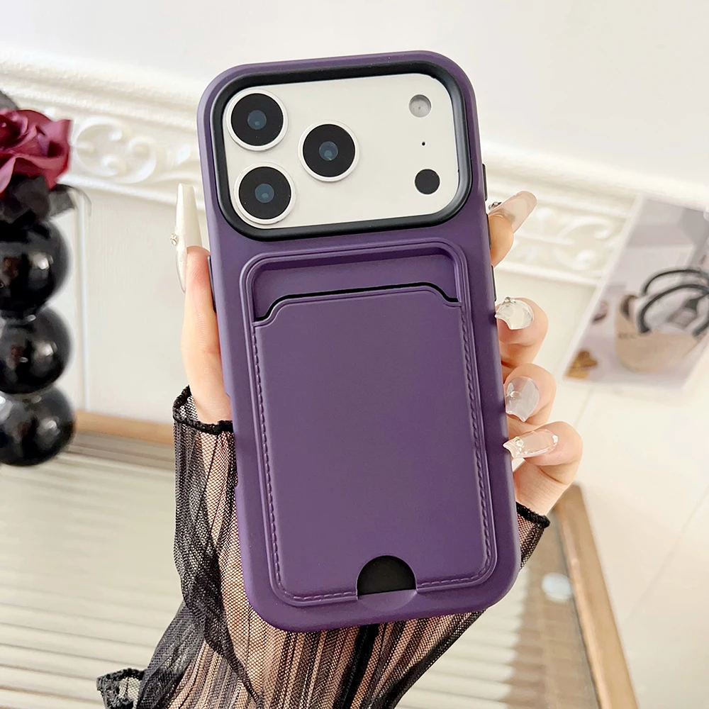 Stoßfeste Silikon-Handyhülle für iPhone 15 14 13 12 11 17 18 Pro Max Plus Schutz ID ATM-Kartentasche Abdeckung für iPhone 17pro – Detail 16