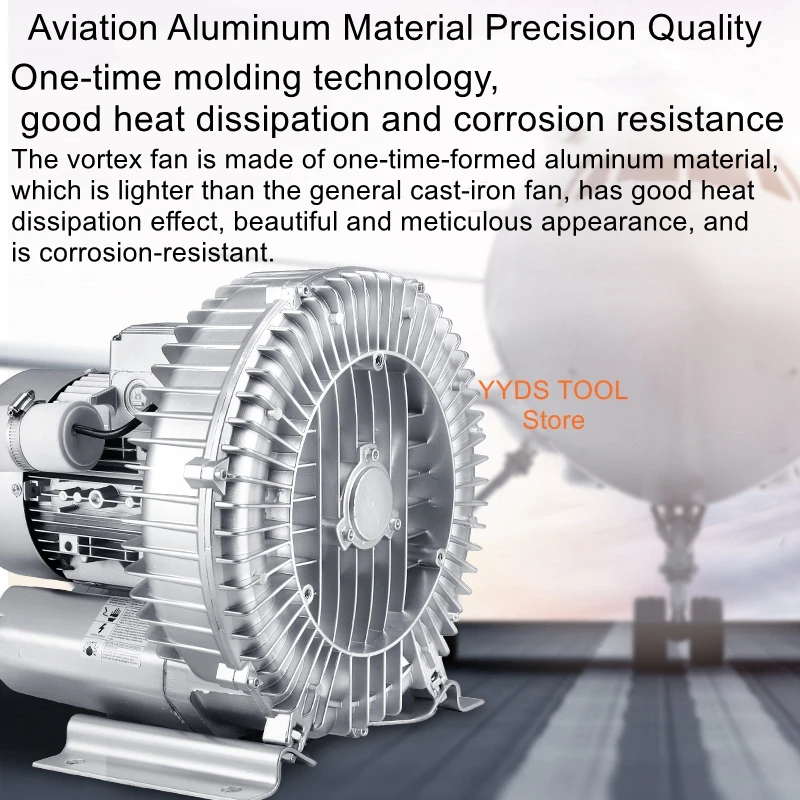 Ventilateur vortex haute pression monophasé 220V, oxygénation d'étang de poissons, couteau à air, adsorption sous vide, alimentation, pompes à air vortex