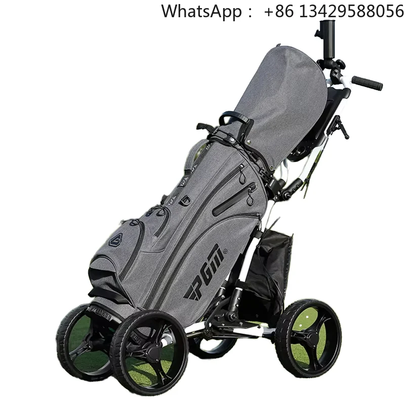 PGM Foldable 4 Wheel Golf Push Cart Manual Brake With Umbrella & Bottle Holder Portable Golf Hand Trolley