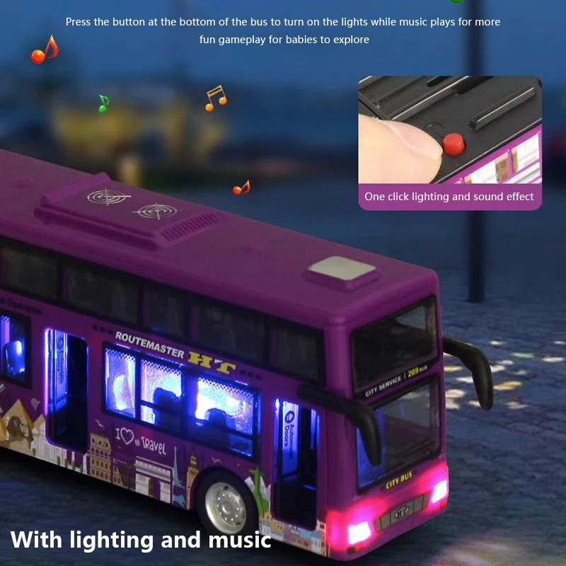 Modèle de voiture jouet de Simulation moulé sous pression, Bus rétractable, voiture à inertie, Tour de ville, modèle de voiture Double Bus, jouets cadeaux pour enfants