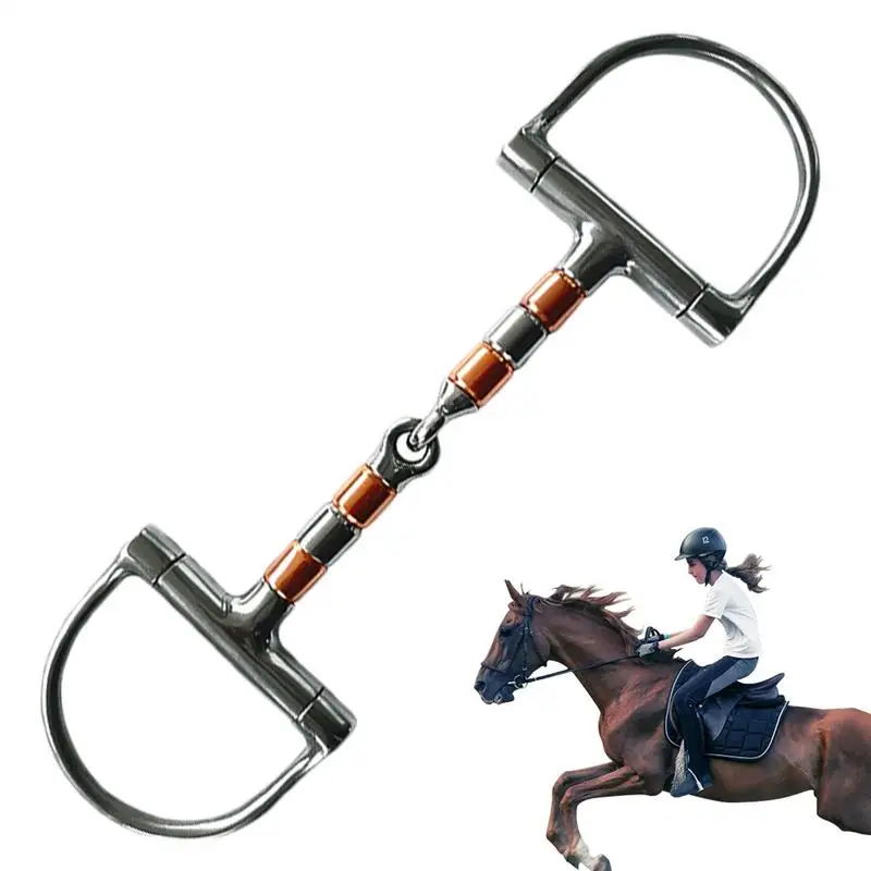 Snaffle Horse Bit Copper Roller Mouth Horse Bit Single Joint Horse Bit D-Ring Snaffle Bits For Training Racing Control