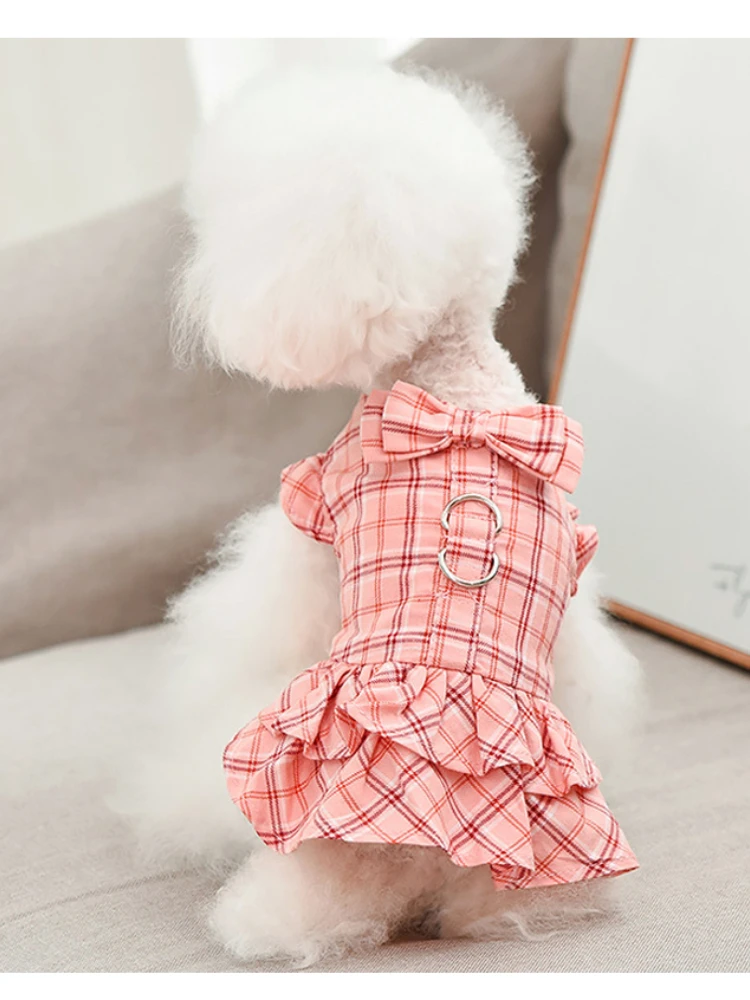 

Pet Cat Dog Clothes Summer Thin Small Pomeranian/Bichon Frise Teddy Princess Vest Skirt with Traction Rope