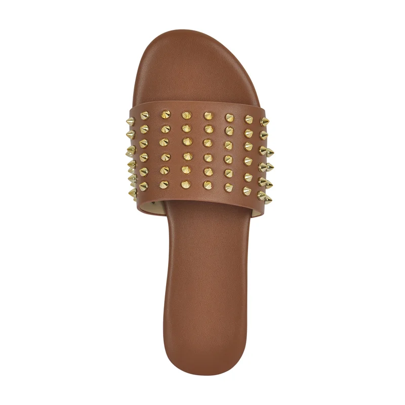 Onlymaker Women Artificial Diamond Flat Sandals Mules For Summer Big Size Sandals