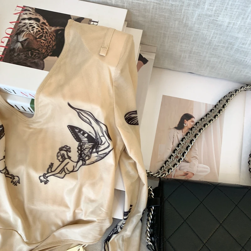 سالينسي بذلة مثيرة للنساء بأكمام طويلة ومطبوعة على شكل فراشة SU 20252191